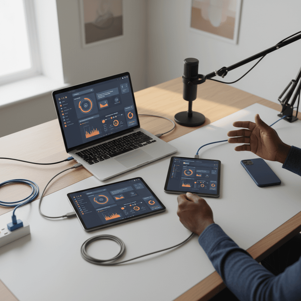 Multiple devices integrated into construction workflow setup